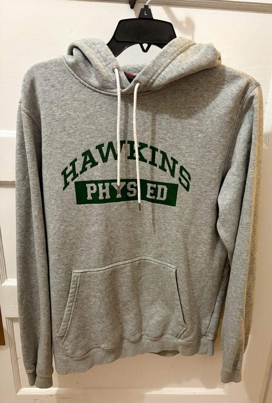 X16- Nike x Stranger Things Men’s Hawkins Physical Education Hoodie Gray Small